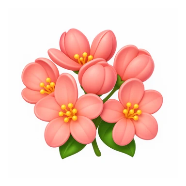 3D iOS style emoji with pink flowers and green leaves sticker