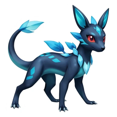 Colorful Dark Shiny Exotic Salandit-Aurorus-Glaceon-Umbreon-Fakémon-hybrid-creature (full body)  sticker