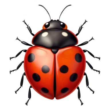 Cinematic Noble Ladybug Portrait Emoji, Poised and charming, with a tiny, rounded red shell adorned with crisp black spots, delicate antennae, and bright, observant eyes, Simplified yet sharply detailed features, highly detailed, glowing with a soft, scarlet radiance, high shine, intelligent and spirited, stylized with an air of natural whimsy, focused and alert, soft glowing outline, capturing the essence of a watchful ladybug that appears ready to scuttle out of the screen with effortless grace! sticker