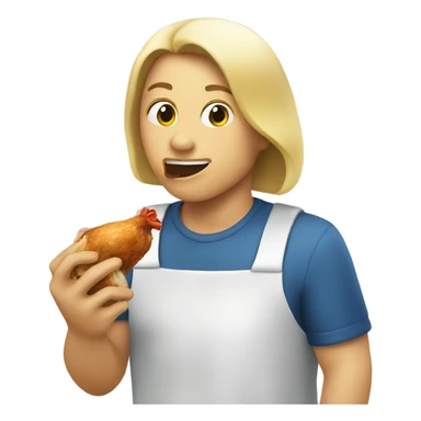 White person eating chicken sticker