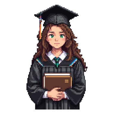 disappointed student holding a failed exam, wearing a graduation cap sticker