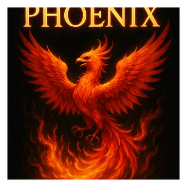 make image of phoenix with title, black background sticker