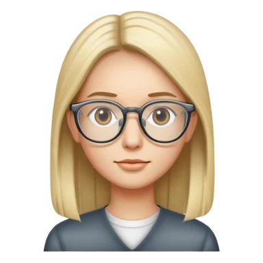 cabelo liso, pele clara, óculos transparente  sticker