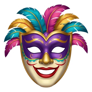 A man with a painted carnival mask, vibrant colors and confident expression. sticker