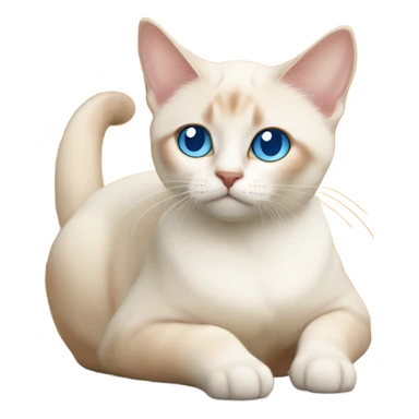 fat flame point Siamese, white fur with orange accents and blue eyes ￼ sticker