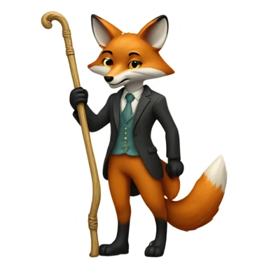fox with a cane in hand sticker