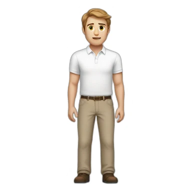 White Man standing with brown hair and white shirt sticker