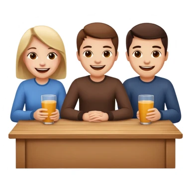 3 people sitting behind a table sticker