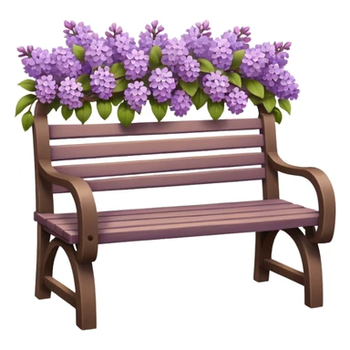 rustic bench with lilac flowers emoji sticker