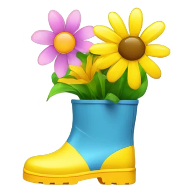 Flowers in yellow rain boot  sticker