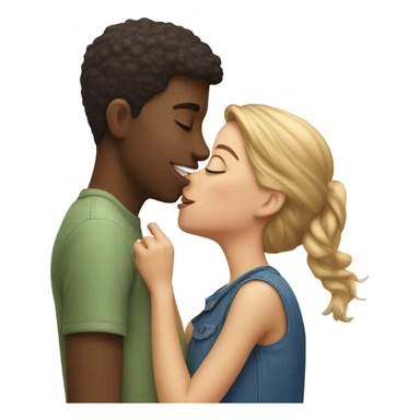 Boy kissing girl on the cheek  sticker
