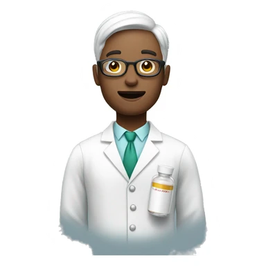 pharmacist with white skin holding a pill  sticker