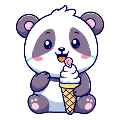 Panda eating ice cream sticker