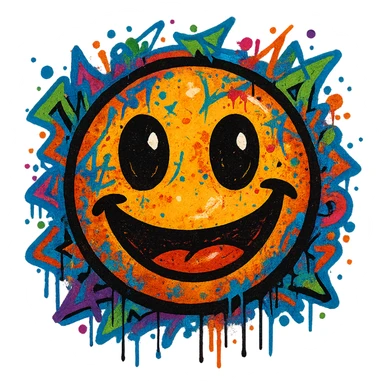 graffiti style emoji, colorful, vibrant, detailed, with a sense of urban artistry sticker