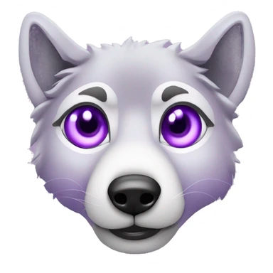 loup violet avec une loupe sur un oeil simple qui sourit ou qui dit merci sticker