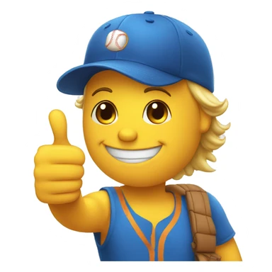 smile face thumbs up wearing a baseball cap sticker