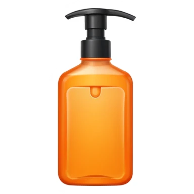 Square-shaped orange-colored shampoo - No product description sticker