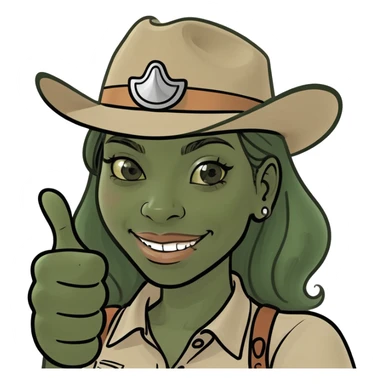 African American girl in cowboy hat giving a thumbs up sticker
