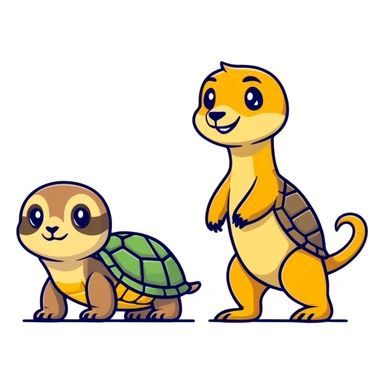 Turtle and next to a meerkat  sticker