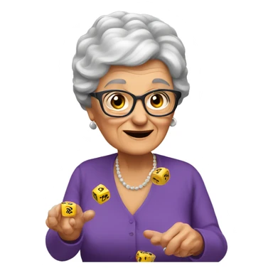 a grandmother rolling dice sticker