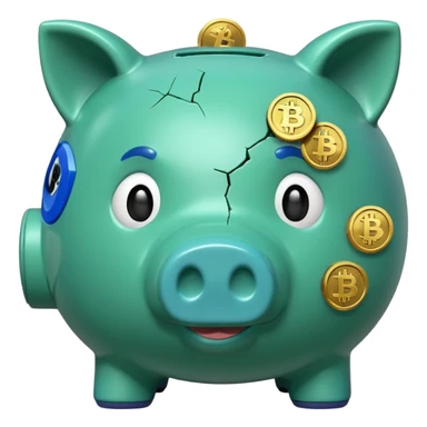 with piggybank with crypto  sticker