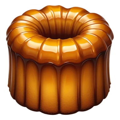 Cinematic rich cannelé, dark caramelized crust with a soft, custard-like interior, glossy finish, warm golden hues, elegant and indulgent. sticker