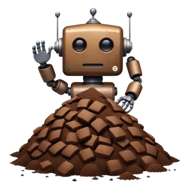 robot holding poop sticker