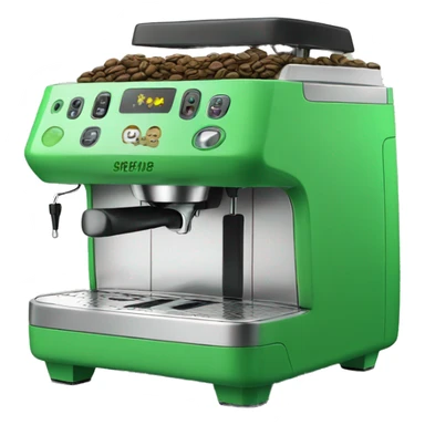 Green coffee machine with emoticons 🥹 sticker