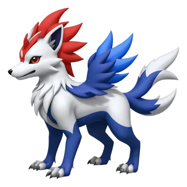 Koraidon-Garurumon-Lycanroc(midnight form)-Lugia-fusion  sticker