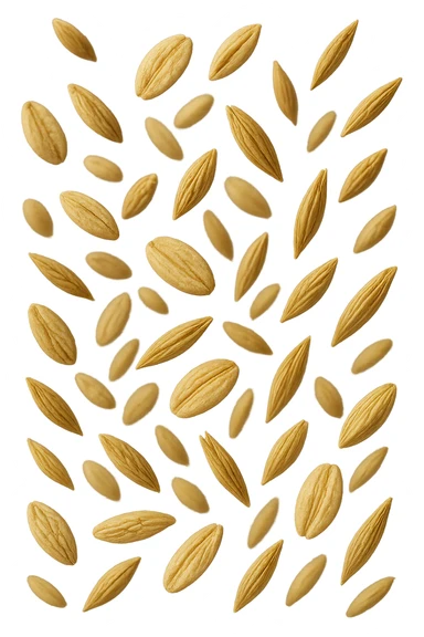 Avena e orzo FLUTTUANO IN ARIA, iperrealistico 4k sticker