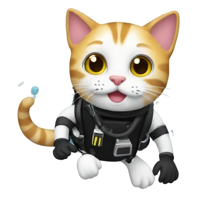 cat scuba diving sticker