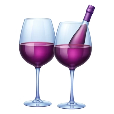 Realistic sparkling diamond glam bottle of Purple Wine and matching long stem wine glass. sticker