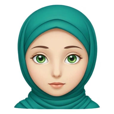 a girl wearing a hijab and has green and blue eyes sticker