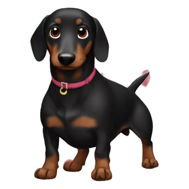 Black dachshund poops with hearts sticker