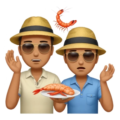 Make one of a man throwing shrimp at another guy angrily sticker
