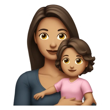 fair skinned brunette woman holding toddler sticker