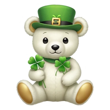 White St patricks day teddy bear sticker