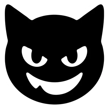 grey fluffy mischievous cat face with green eyes, solid icon style sticker