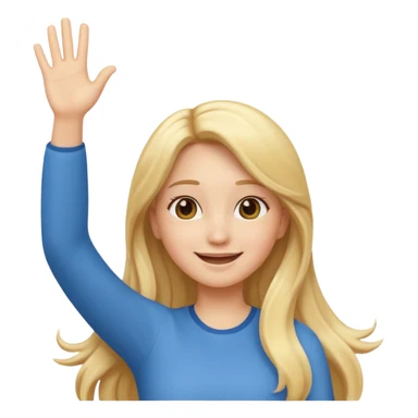 I want a white female animated gif emoji with long blonde hair putting hands up in the air sticker