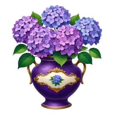 Hydrangeas in vintage vase sticker