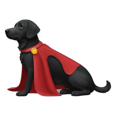 Un labrador noir qui vole avec une cape rouge sticker