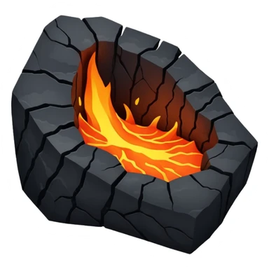 Cracked coal fragment glowing from within with faint lava veins and drifting ash particles. sticker