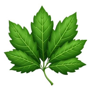 "iOS style leaves emoji, green with detailed veins, no background" sticker
