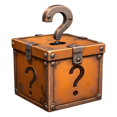 Rusty Mystery box with question mark sticker