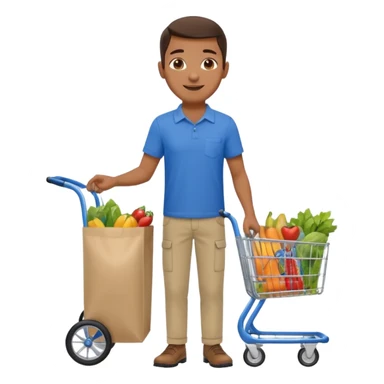 build me a personalized emoji whee it's a smart cart for grocery and a latino looking face that works as jack of all trades sticker