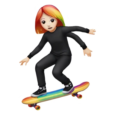 ghost goth skate boarding under a rainbow  sticker