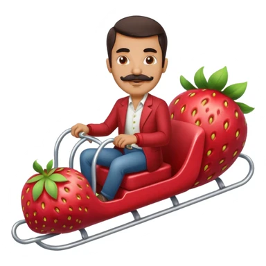 persian man with moustache on a strawberry rollercoaster sticker