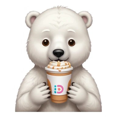 Polar bear with Dunkin iced coffee  sticker