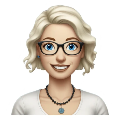 Hyper Realistic Balayage pale beautiful tattooed woman with glasses and blue eyes happy  sticker