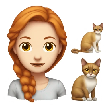 red hair pale woman with siamese brown cat-yellow eyes sticker